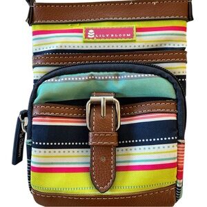 Lily Bloom Crossbody Purse Preppy Stripe Five Pocket Bag Small Recycled Poly